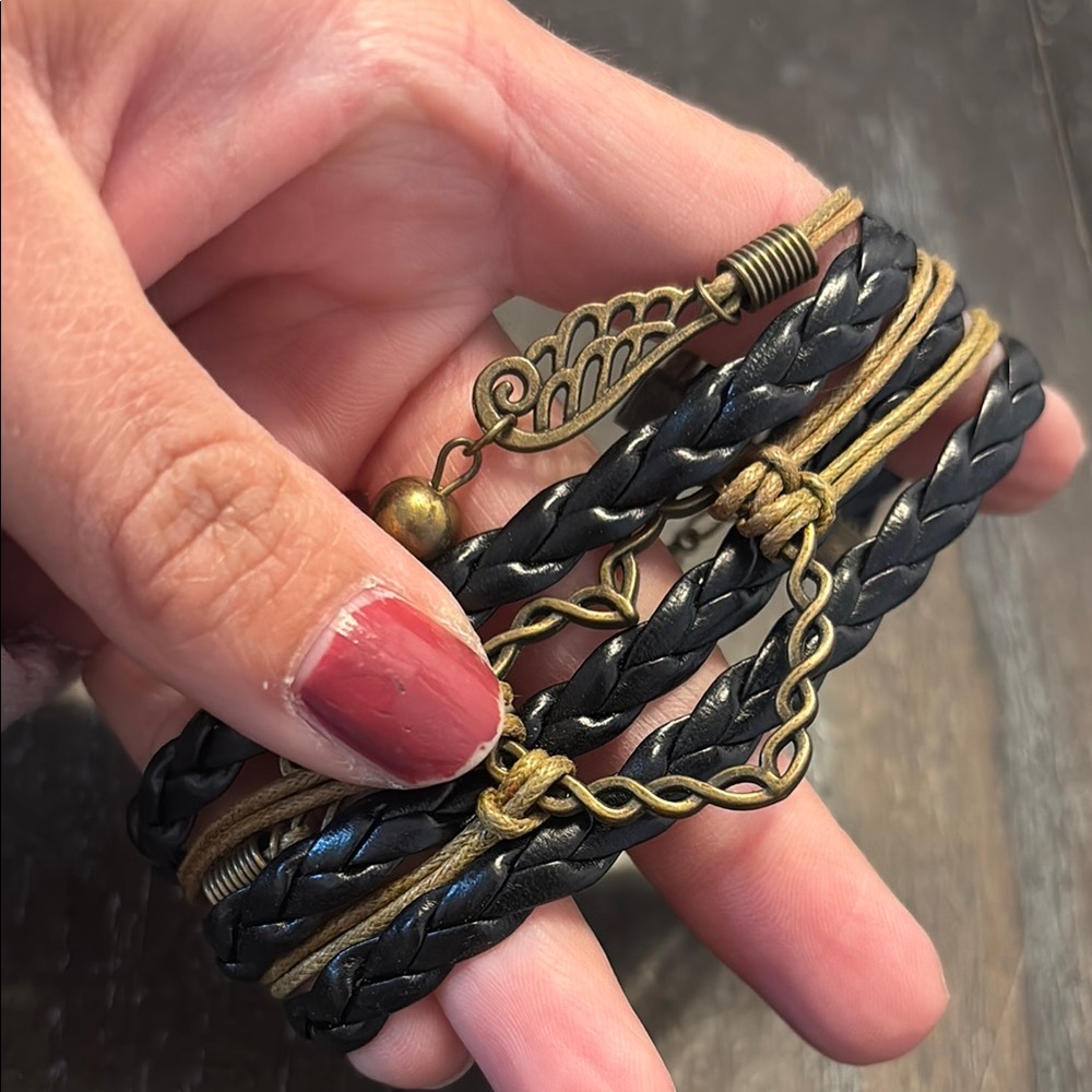 Black and Gold Braided Bracelet